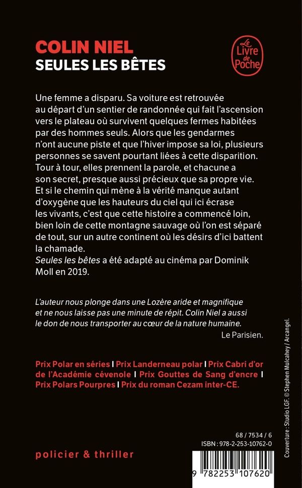 Quatrième de couverture de « Seules les bêtes : roman »