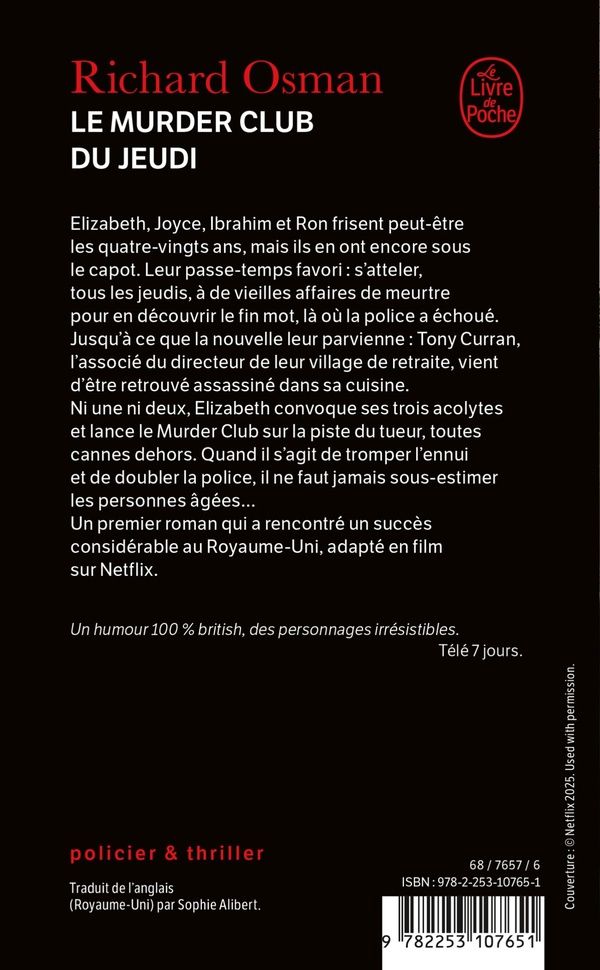 Quatrième de couverture de « Le murder club du jeudi »