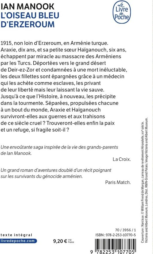 Quatrième de couverture de « L'oiseau bleu d'Erzeroum : roman »