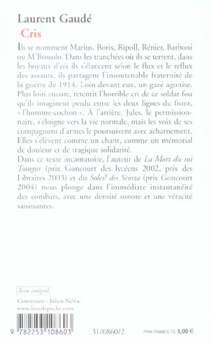 Quatrième de couverture de « Cris : roman »