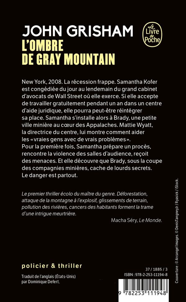 Quatrième de couverture de « L'ombre de Gray Mountain : roman »
