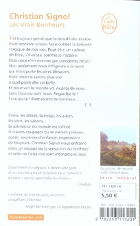 Quatrième de couverture de « Les vrais bonheurs »