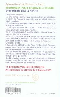 Quatrième de couverture de « 80 HOMMES POUR CHANGER LE MONDE - ENTREPRENDRE POUR LA PLANETE »