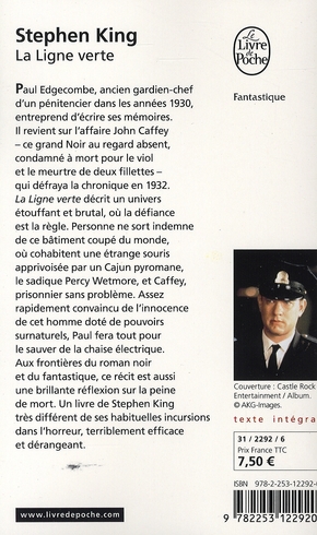 Quatrième de couverture de « LA LIGNE VERTE »