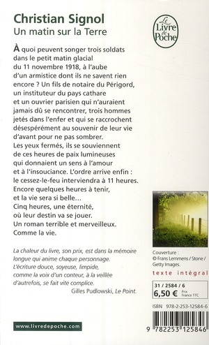 Quatrième de couverture de « Un matin sur la Terre : roman »