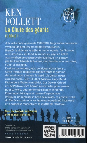Quatrième de couverture de « La chute des géants : roman »