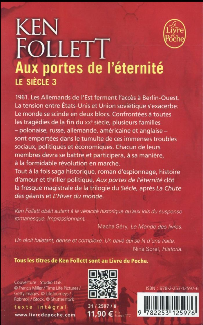 Quatrième de couverture de « Aux portes de l'éternité : roman »