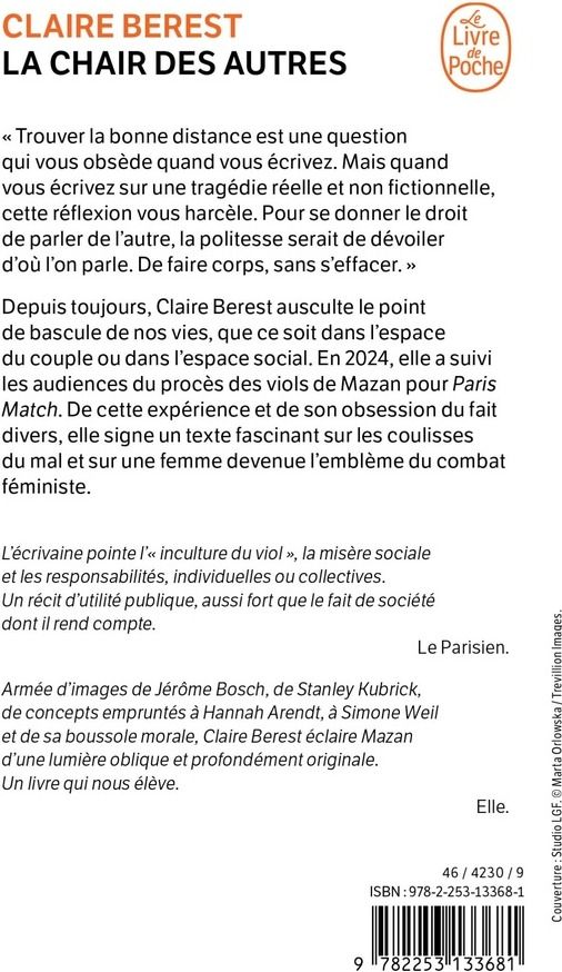 Quatrième de couverture de « LA CHAIR DES AUTRES »