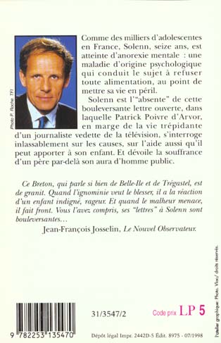 Quatrième de couverture de « LETTRES A L'ABSENTE »