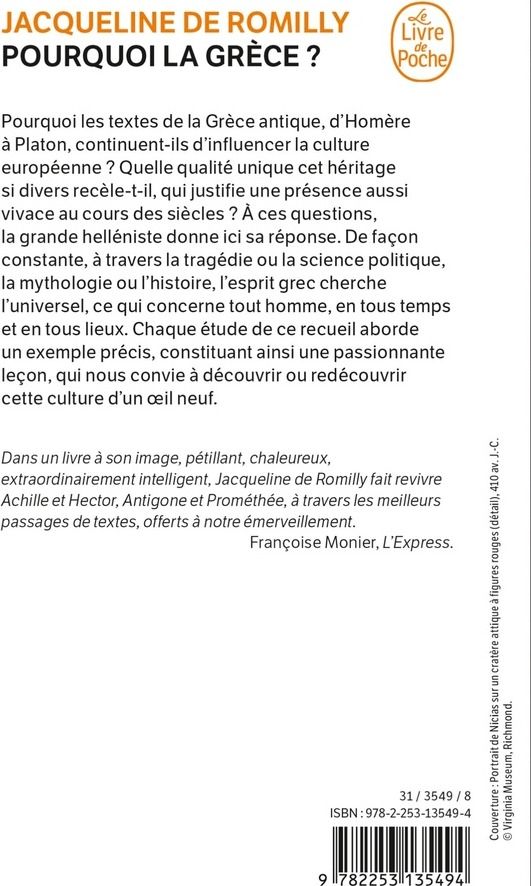 Quatrième de couverture de « POURQUOI LA GRECE ? »