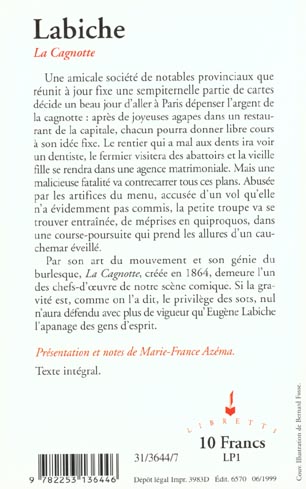 Quatrième de couverture de « LA CAGNOTTE »
