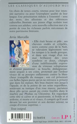 Quatrième de couverture de « ARRIA MARCELLA »