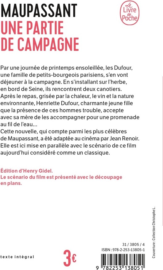 Quatrième de couverture de « UNE PARTIE DE CAMPAGNE »