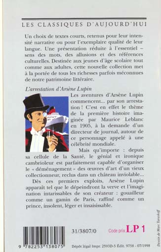 Quatrième de couverture de « L'ARRESTATION D'ARSENE LUPIN »