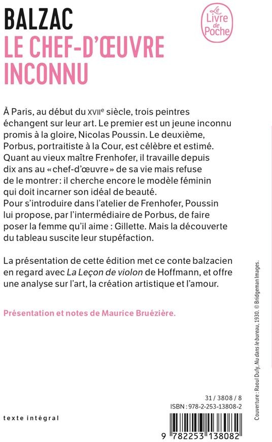 Quatrième de couverture de « LE CHEF-D'OEUVRE INCONNU »