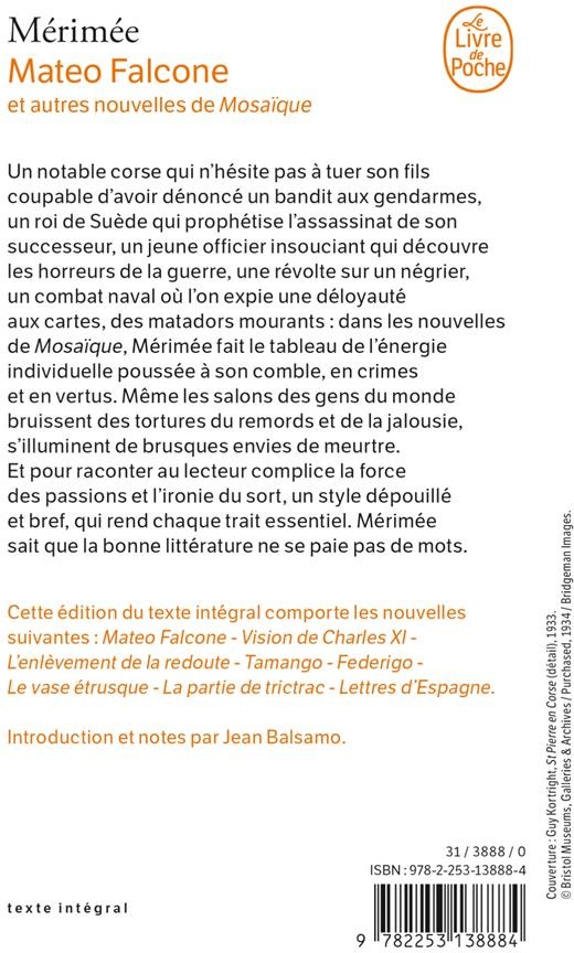 Quatrième de couverture de « MATEO FALCONE ET AUTRES NOUVELLES »