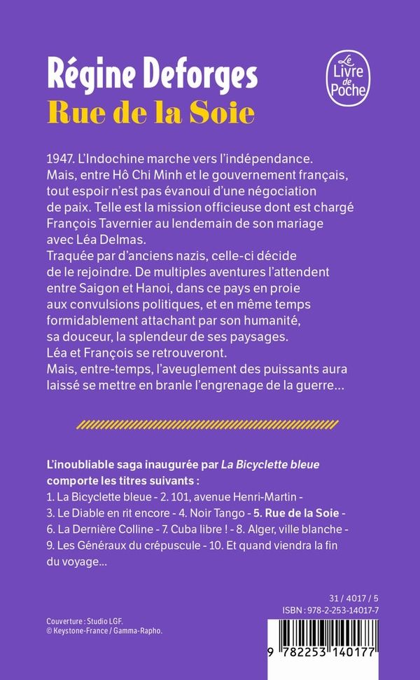 Quatrième de couverture de « RUE DE LA SOIE (LA BICYCLETTE BLEUE, TOME 5) - LA BICYCLETTE BLEUE 1947- 1949 »