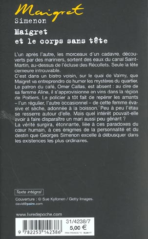Quatrième de couverture de « MAIGRET ET LE CORPS SANS TETE »