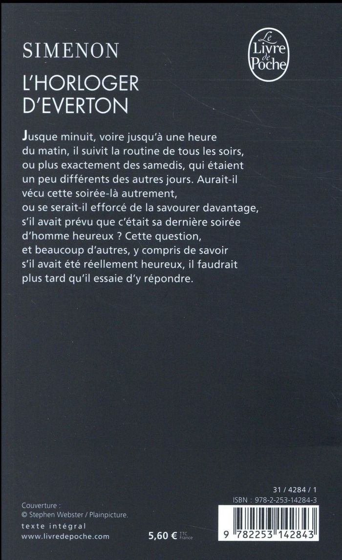Quatrième de couverture de « L'HORLOGER D'EVERTON »