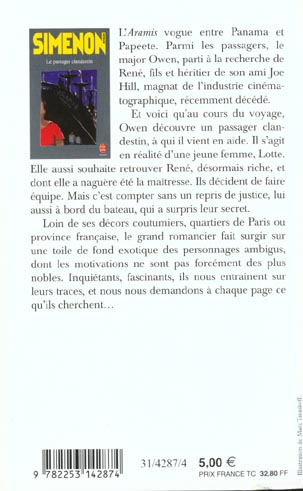 Quatrième de couverture de « LE PASSAGER CLANDESTIN »