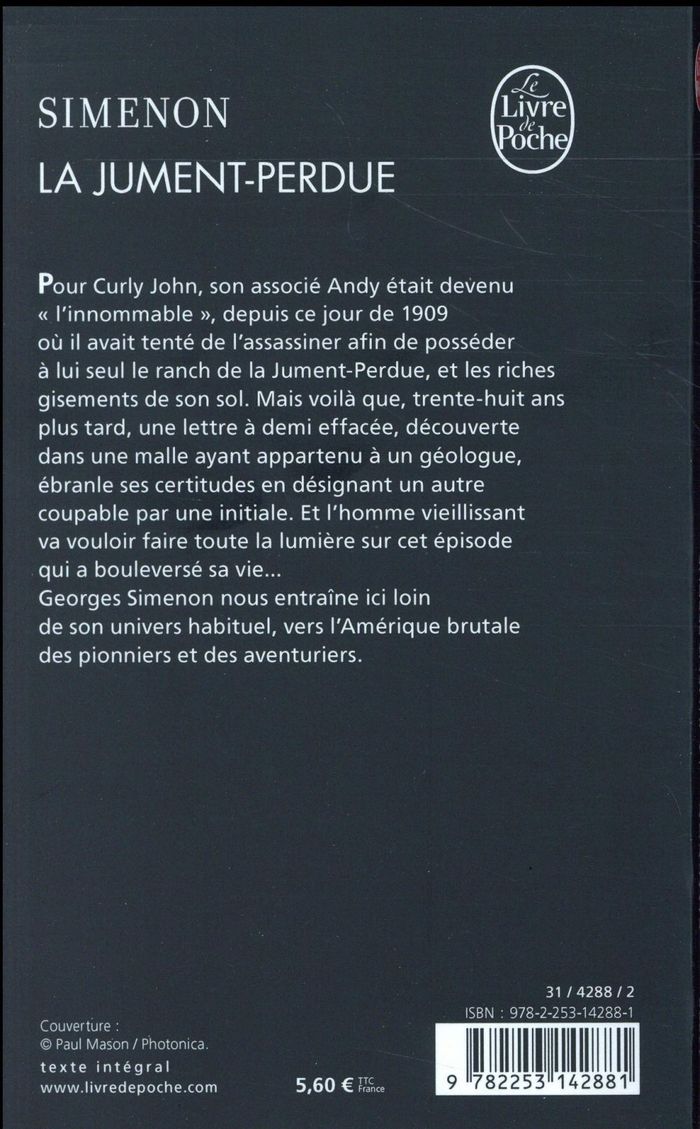 Quatrième de couverture de « LA JUMENT- PERDUE »