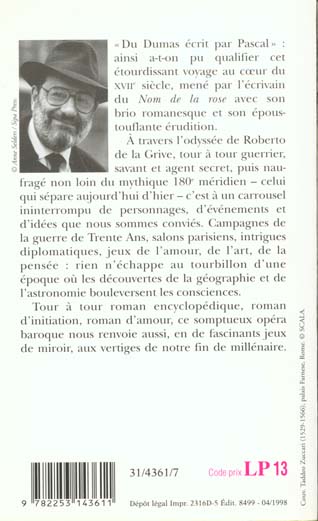 Quatrième de couverture de « L'ILE DU JOUR D'AVANT »