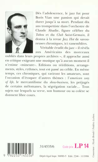 Quatrième de couverture de « CHRONIQUES DE JAZZ »