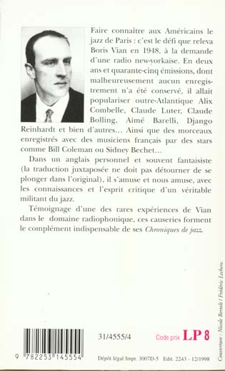 Quatrième de couverture de « JAZZ IN PARIS »