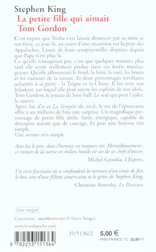 Quatrième de couverture de « LA PETITE FILLE QUI AIMAIT TOM GORDON »