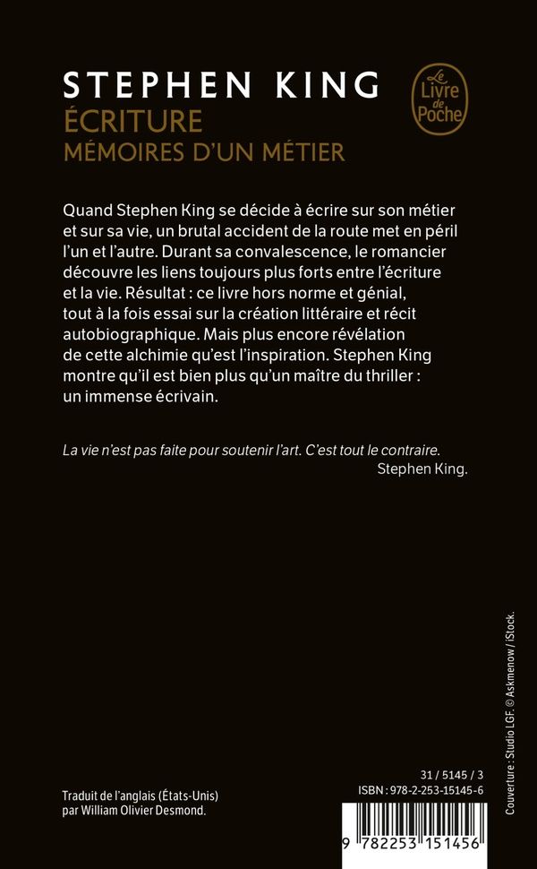 Quatrième de couverture de « ECRITURE »