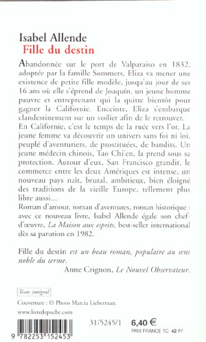 Quatrième de couverture de « FILLE DU DESTIN »