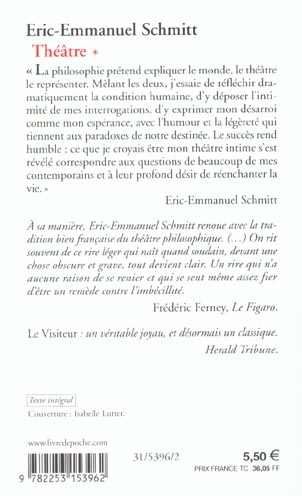Quatrième de couverture de « LA NUIT DE VALOGNES, LE VISITEUR, LE BAILLON, L'ECOLE DU DIABLE (THEATRE, TOME 1) »