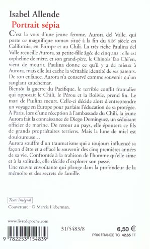 Quatrième de couverture de « PORTRAIT SEPIA »