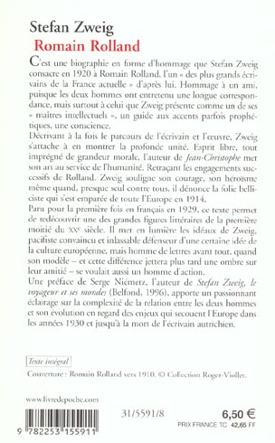 Quatrième de couverture de « ROMAIN ROLLAND »