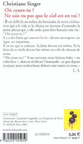 Quatrième de couverture de « OU COURS-TU ? NE SAIS-TU PAS QUE LE CIEL EST EN TOI ? »