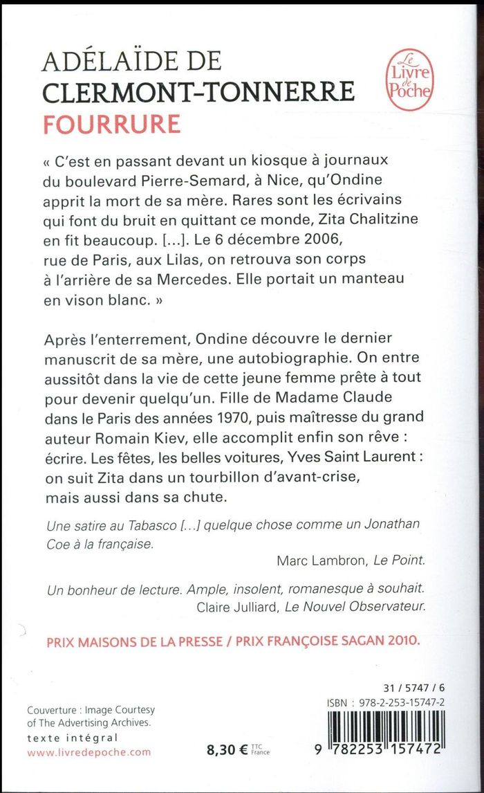 Quatrième de couverture de « FOURRURE »