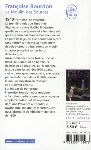Quatrième de couverture de « Le moulin des sources : roman »