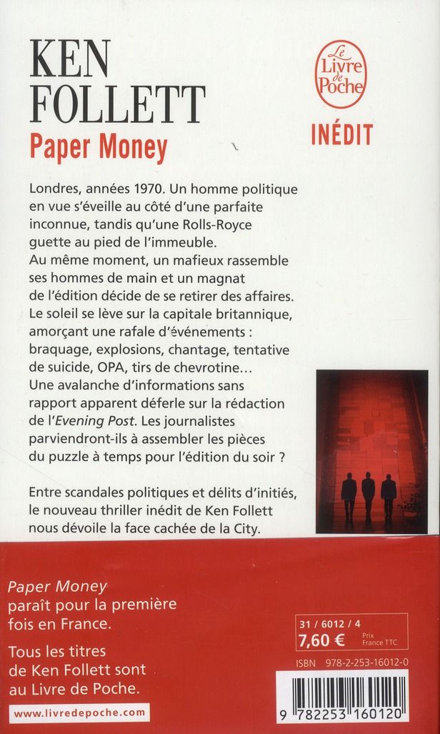 Quatrième de couverture de « Paper money : roman »
