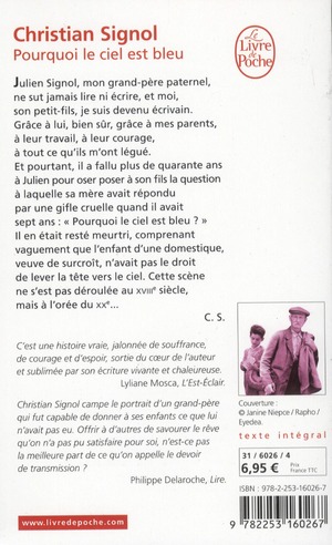 Quatrième de couverture de « Pourquoi le ciel est bleu : roman »