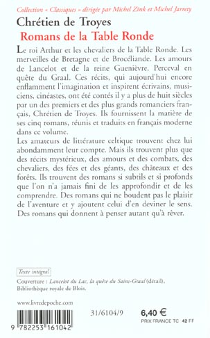 Quatrième de couverture de « ROMANS DE LA TABLE RONDE »