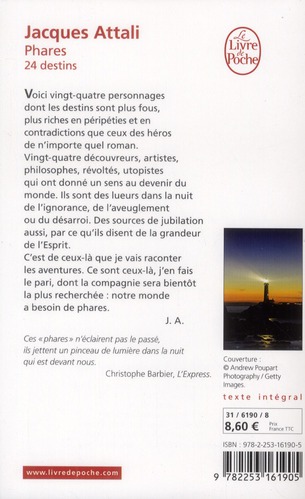 Quatrième de couverture de « Phares : vingt-quatre destins »
