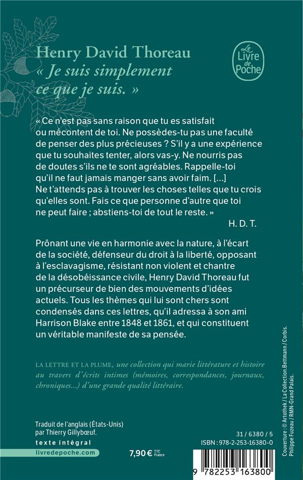 Quatrième de couverture de « "Je suis simplement ce que je suis" : lettres à Harrison G. O. Blake »