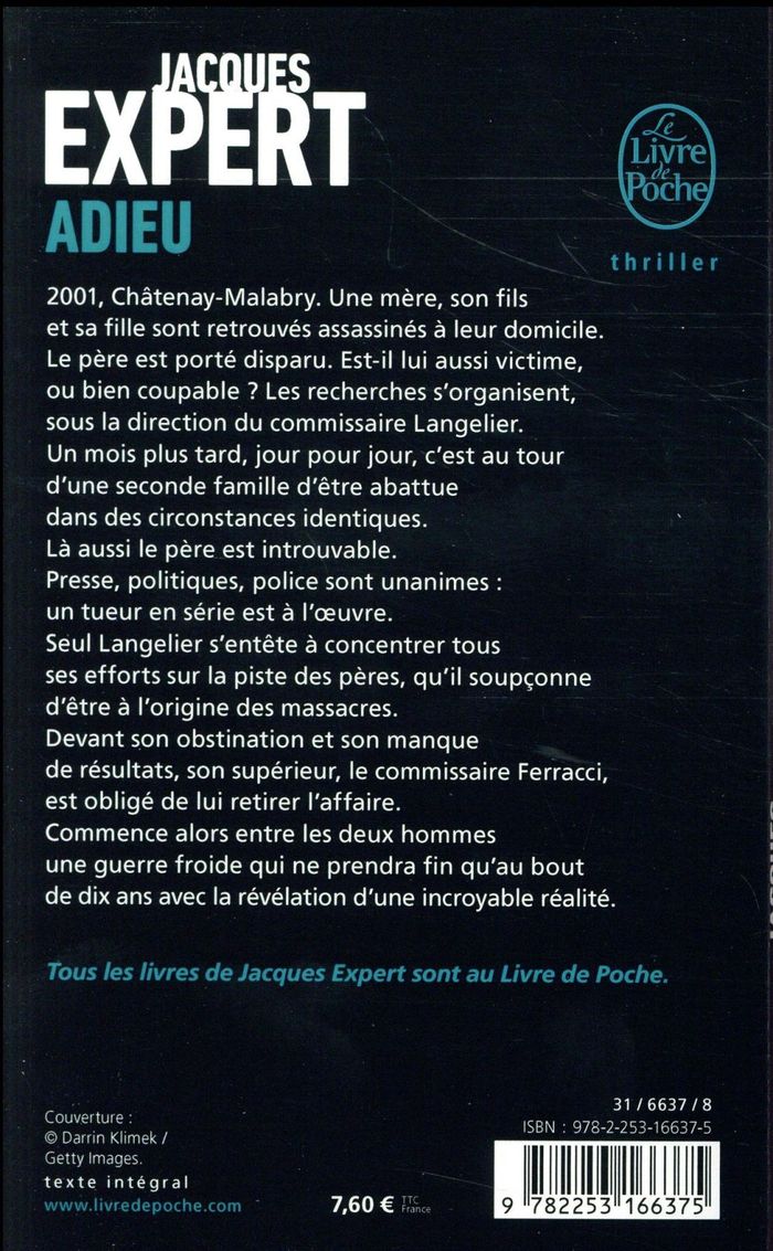 Quatrième de couverture de « Adieu »