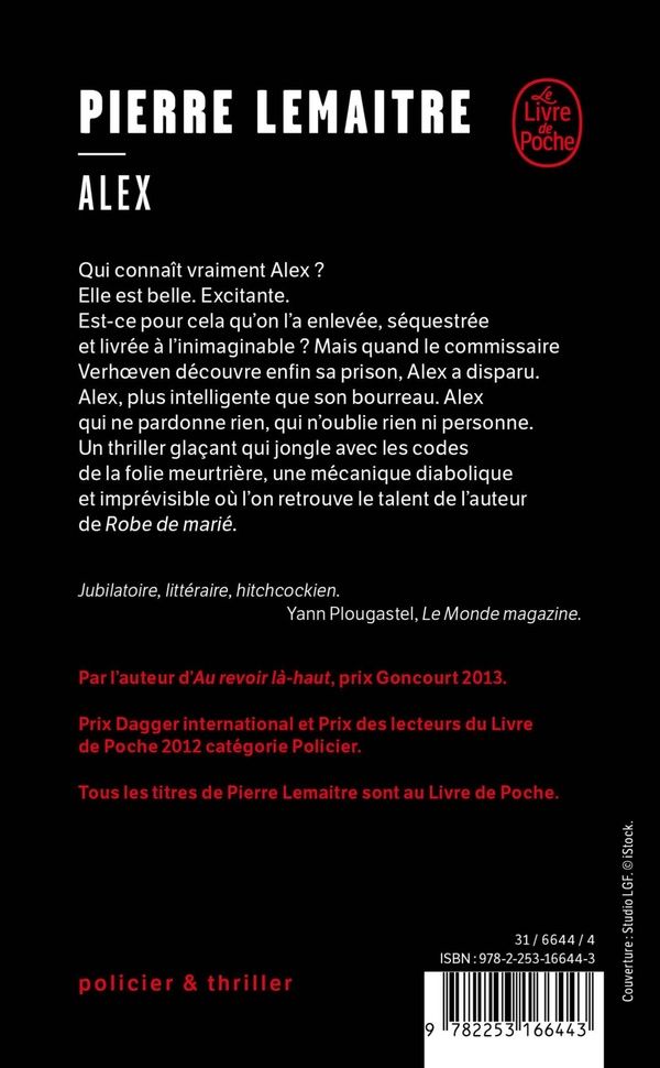 Quatrième de couverture de « Alex : roman »