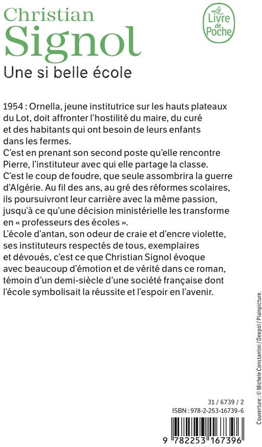 Quatrième de couverture de « Une si belle école : roman »