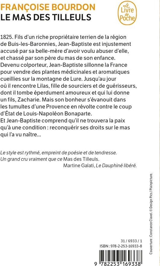 Quatrième de couverture de « Le mas des Tilleuls : roman »