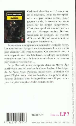 Quatrième de couverture de « LE CHATEAU DES POISONS »