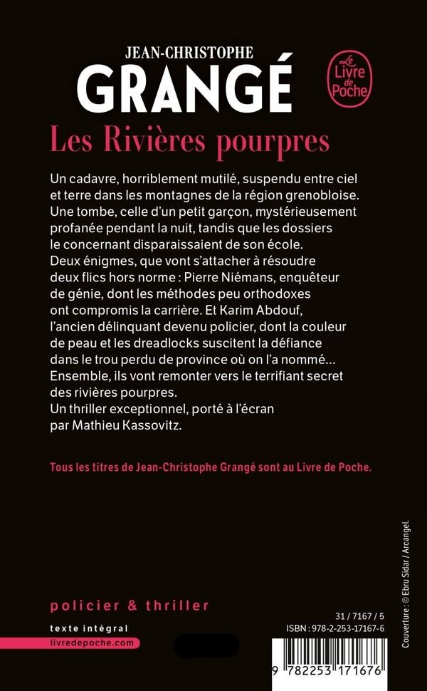 Quatrième de couverture de « LES RIVIERES POURPRES »