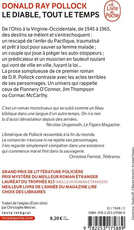 Quatrième de couverture de « Le diable tout le temps : roman »