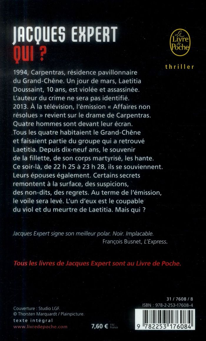 Quatrième de couverture de « Qui ? »